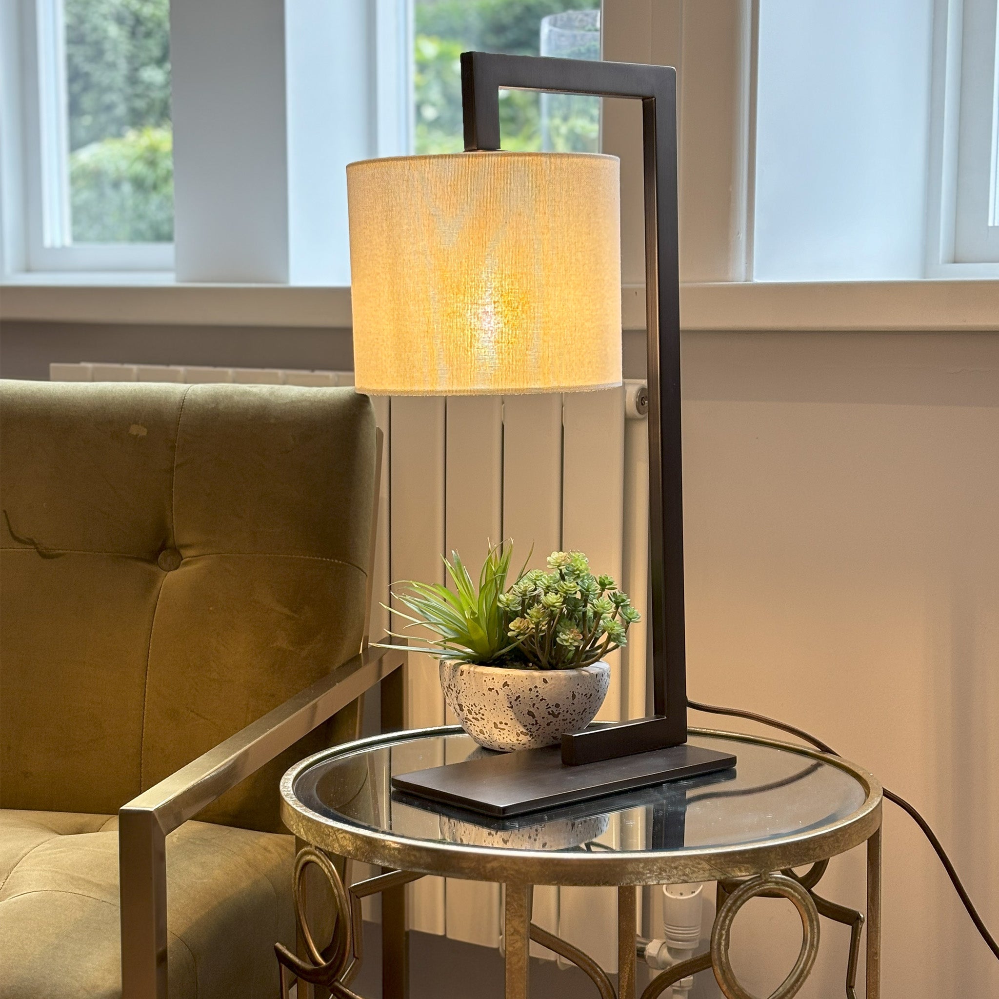 Overarm Table Lamp in Matt Bronze